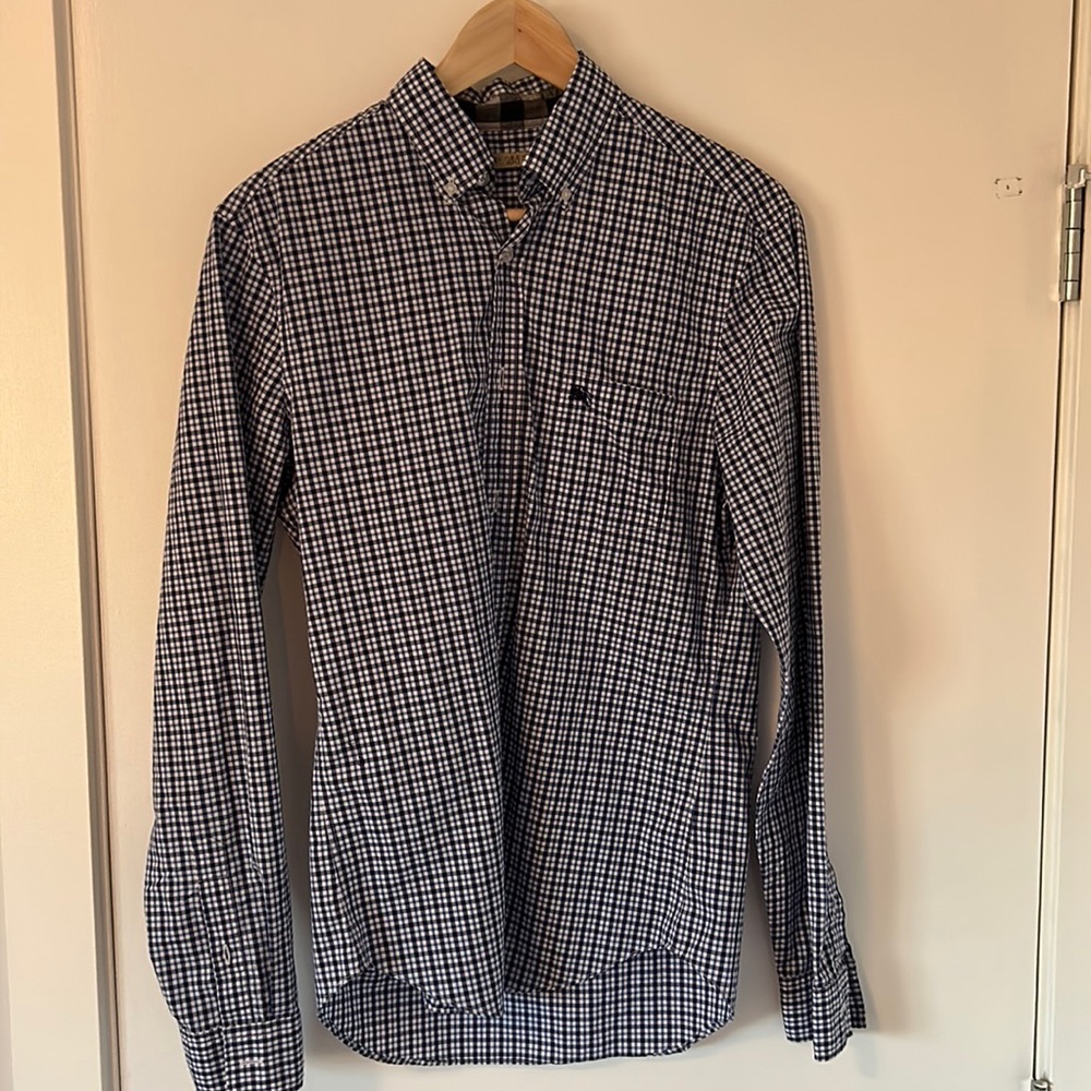 Burberry blue check-print dress shirt. - Picture 1 of 6